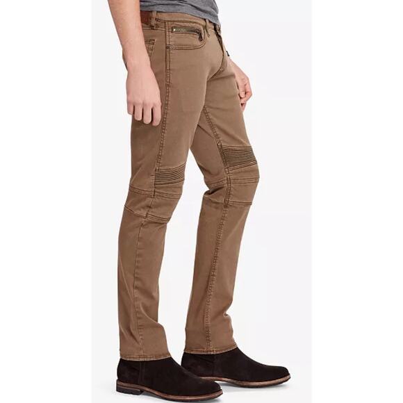 Polo Ralph‎ Lauren Men’s Stretch Olive Green Moto Jeans Size 32x30 - Picture 3 of 10